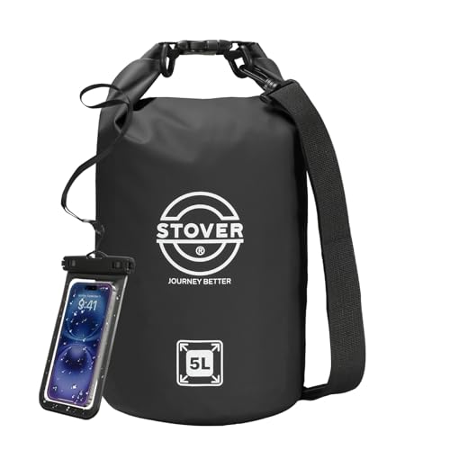 STOVER Wasserdichte Trockentasche, Roll-Top, leicht, Trocken-Aufbewahrungstasche, Rucksack mit wasserdichter Handyhülle für Kajakfahren, Reisen, Paddelbretter, Schläuche, Camping, Strand, Herren/Damen von STOVER