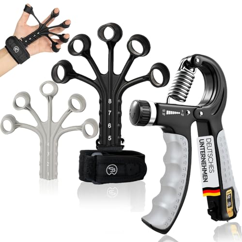 Handtrainer Fingertrainer, Griffkraft Trainer Set, Verstellbarer Unterarmtrainer, Finger Trainer, Unterarm Trainingsgerät, Grip Trainer, Fitness Hand Training, Krafttraining von STRABOZZ