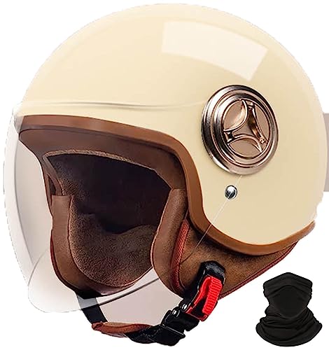 Retro-Motorradhelm, Halber Jethelm Mit Offenem Gesicht, Rollerhelm Mit Visier, DOT/ECE-Zugelassener Mopedhelm Für Erwachsene Männer Und Frauen C,XXL 63-64cm von STRTG