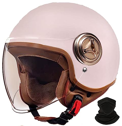 Retro-Motorradhelm, Halber Jethelm Mit Offenem Gesicht, Rollerhelm Mit Visier, DOT/ECE-Zugelassener Mopedhelm Für Erwachsene Männer Und Frauen E,L 58-60cm von STRTG