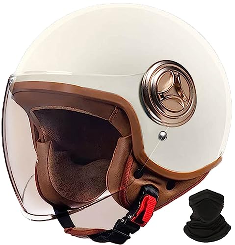 Retro-Motorradhelm, Rollerhelm mit Visier, offener halber Jethelm, Mopedhelm für Erwachsene Männer und Frauen, DOT/ECE-geprüft B,M 56-57cm von STRTG