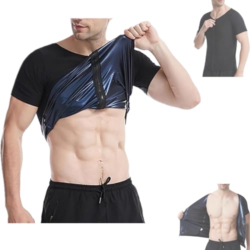 Infernowear Sauna Tech, Sauna Tech Tanktop, Herren-Sauna-Shirt, Herren-Reißverschluss-Kurzarm-Athletik-Trainingskleidung (Small/Medium,Blue) von STTBRHF