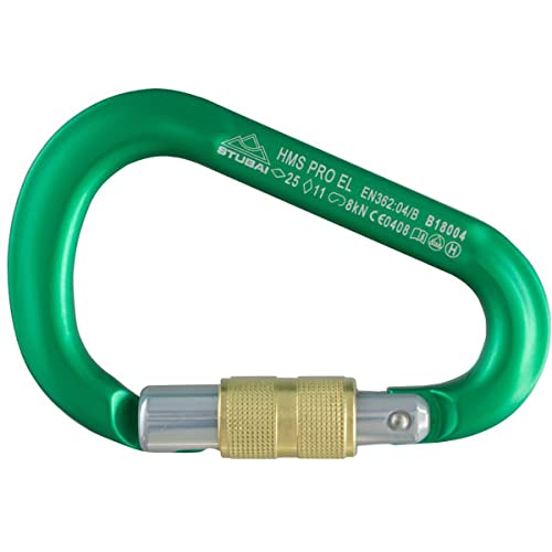 Stubai HMS PRO Easylock Karabiner mit Schraubsicherung 25kN, 98g, grün von STUBAI