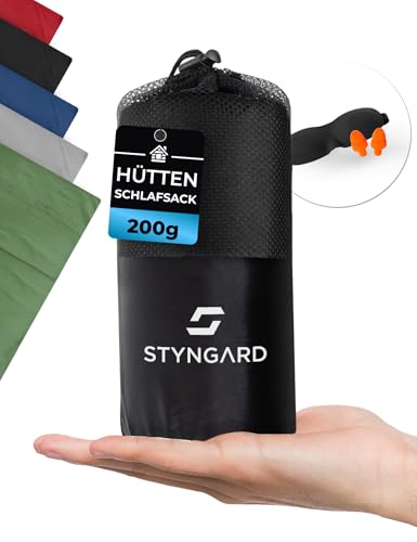 STYNGARD Hüttenschlafsack Seide 100% [200g] - Seidenschlafsack Ultraleicht kleines Packmaß - Dünner Schlafsack Inlett Seide leicht & weich - Modell Sydney von STYNGARD
