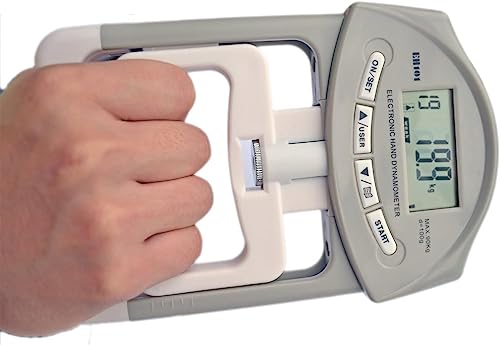 Digitaler Hand-Kraftmesser,SUAVER 90kg/200lbs Dynamometer,Handtrainer Griffstärke-Messgerät Automatische Erfassung der elektronischen Griffkraft (Grau) von SUAVER