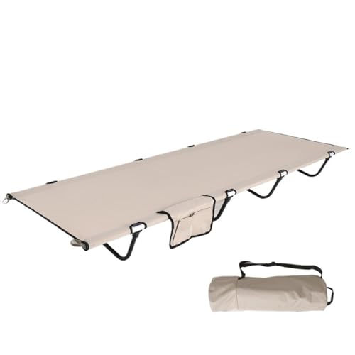 Feldbett Kompaktes Campingbett for den Außenbereich, 7075 Aluminiumlegierung, zusammenklappbares Feldbett, ultraleicht, tragbar, einfach zu verstauen, einzelnes Nickerchen-Schlafbett(Khaki) von SUBLXPoten