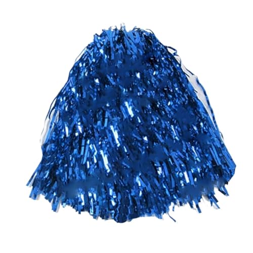 SUBLXPoten Cheerleader Pompons 26cm Metallic Pom Poms Cheerleader Cheerleading Dance Party Team Blume Ball Basketball Sport Cheerleading Pom Poms FüR Sport Cheers(Blue) von SUBLXPoten