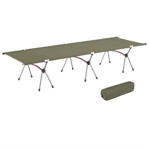 SUBLXPoten Feldbett Campingbett mit Beinverlängerungen, tragbares Klappbett, ultraleichte Schlafliege aus Aluminiumlegierung for Outdoor-Wanderungen und Reisen(Dark Green) von SUBLXPoten