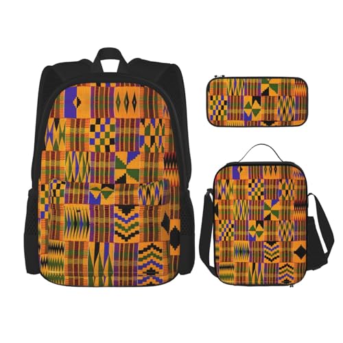 SUHNGE Niedliches Faultier-Motiv, großes Fassungsvermögen, Büchertasche, leichtes Laptop-Federmäppchen, isolierte Lunchtasche, Afrikanische Ethno-Textur, Einheitsgröße von SUHNGE
