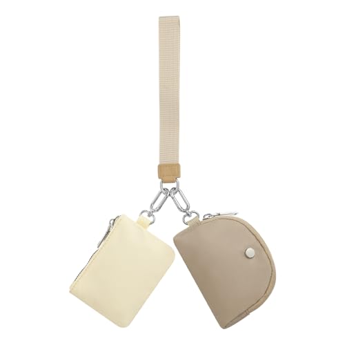 SUIKIHUM Doppeltasche für Damen, Münzgeldbörse, mit Reißverschluss, tragbares Reißverschluss-Armband aus Nylon für den täglichen Gebrauch, Reisen, Walking, Khaki, Khaki, Münztasche von SUIKIHUM