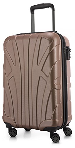 suitline - Handgepäck Hartschalen-Koffer Koffer Trolley Rollkoffer Reisekoffer, TSA, 55 cm, ca. 34 Liter, 100% ABS Matt, Gold von suitline
