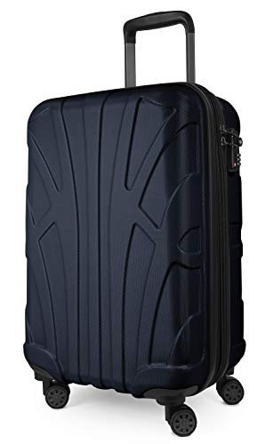 suitline - Handgepäck Bordgepäck Koffer mit Laptoptasche und Erweiterung, Business Trolley, TSA, 55 cm, ca. 38 Liter, 100% ABS Matt, Dunkelblau von suitline