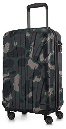 suitline - Handgepäck Hartschalen-Koffer Koffer Trolley Rollkoffer Reisekoffer, TSA, 55 cm, ca. 34 Liter, 100% ABS Matt, Camouflage von suitline