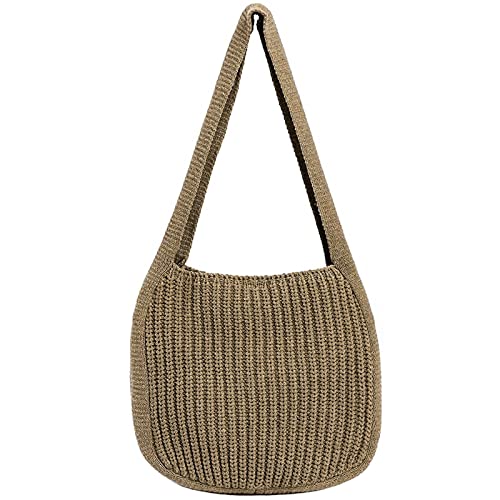 SUKUTU Damen Handgehäkelte Tote Umhängetaschen Große Einkaufstasche Handtasche Plüsch Stricktasche Geldbörsen Reisehandtasche SUKUTU Damen Handgehäkelte Tote Umhängetaschen Große Einkaufstasche Handtasche Plüsch Stricktasche Geldbörsen Reisehandtasche von SUKUTU