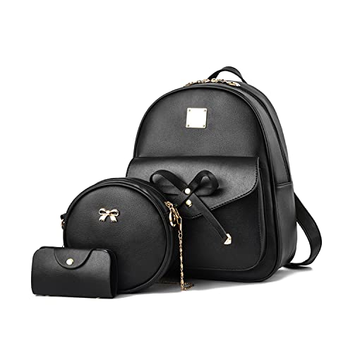 SUKUTU Frauen Rucksack wasserdichte PU Leder Mode Schultaschen 3 PCS Mädchen Bowknot Cute Mini Daypack Umhängetaschen SUKUTU Frauen Rucksack wasserdichte PU Leder Mode Schultaschen 3 PCS Mädchen Bowknot Cute Mini Daypack Umhängetaschen von SUKUTU