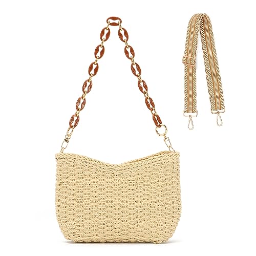 SUTUKU Stroh Gewebt Umhängetasche für Frauen Sommer Strand Tote Tasche Crossbody Handtasche Satchel Kette Geldbörse SUTUKU Stroh Gewebt Umhängetasche für Frauen Sommer Strand Tote Tasche Crossbody Handtasche Satchel Kette Geldbörse von SUKUTU