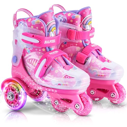 SULIFEEL Verstellbare Rollschuhe für Kinder für Mädchen und Jungen, Spaß beleuchtende Licht Blitz Räder DREI-Punkt-Typ Balance geeignet für Anfänger Indoor Rollschuhlaufen SULIFEEL Verstellbare Rollschuhe für Kinder für Mädchen und Jungen, Spaß beleuchtende Licht Blitz Räder DREI-Punkt-Typ Balance geeignet für Anfänger Indoor Rollschuhlaufen von SULIFEEL
