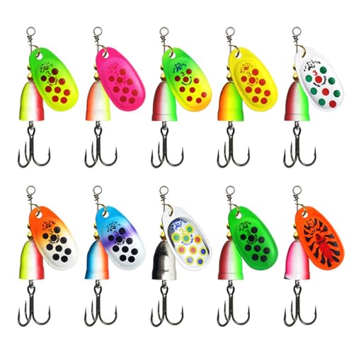 10Pcs Angeln Locken Spinnerbait Harte Köder Forelle Spinner Köder Set Mit Drillinge Süßwasser Salzwasser Angelgerät von SUMMITDRAGON