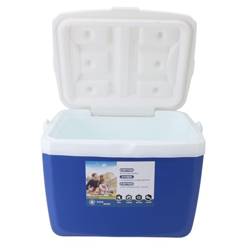 Isolierte Tragbare Kühlbox, 13 L, Auslaufsicherer Outdoor-Kühler mit Tragegriff für Picknicks, Grill, Camping, Angeln (Blau) von SUNFECILI