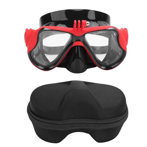 SUNGOOYUE Action-Kamera-Taucherbrille mit Ultraklarer Linse, Starke Konstruktion, PC-Silikon-Tauchglas-Tauchmaske mit Trockenem Oberteil, Ausgestattet mit Halterung Zum Tauchen und (Rot) von SUNGOOYUE