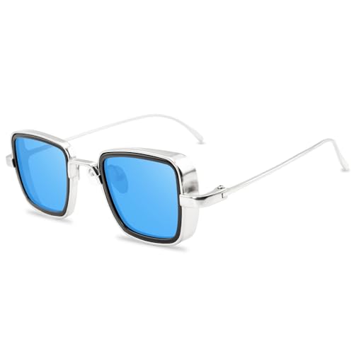 SUNGOOYUE Herren-Sonnenbrille, Langlebige Herren-Sonnenbrille, Schlichtes Design, Stabil, Geeignet für Outdoor-Aktivitäten (Silber Hellblau) von SUNGOOYUE