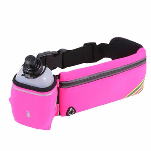 SUNGOOYUE Laufgürtel, Verstellbar, Wasserdicht, Sicherer Sitz, Erweiterbares Netz, Silikonstruktur, Federfrei, mit Wasserflasche, für Outdoor-Sportarten (pink) von SUNGOOYUE