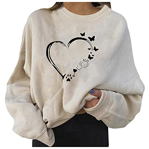 SUNNSEAN Lange Ärmel Pullover Damen Winter Pullover mit Rundhalsausschnitt, Vintage Sweatshirt Oversized Liebesmuster Pullover Teenager Mädchen Sportbekleidung Sweatshirt for Women Hoodies SUNNSEAN Lange Ärmel Pullover Damen Winter Pullover mit Rundhalsausschnitt, Vintage Sweatshirt Oversized Liebesmuster Pullover Teenager Mädchen Sportbekleidung Sweatshirt for Women Hoodies von SUNNSEAN