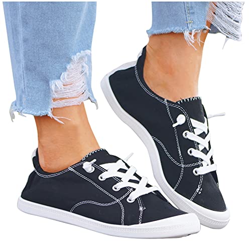 SUNNSEAN Sneaker Damen Leicht Flache Schuhe Atmungsaktive Stoffschuhe Elegante Frauen Schnürhalbschuhe Laufschuhe Sommer Herbst Outdoor Walkingschuhe Halbschuhe, V02 Schwarz, 38 EU SUNNSEAN Sneaker Damen Leicht Flache Schuhe Atmungsaktive Stoffschuhe Elegante Frauen Schnürhalbschuhe Laufschuhe Sommer Herbst Outdoor Walkingschuhe Halbschuhe, V02 Schwarz, 38 EU von SUNNSEAN