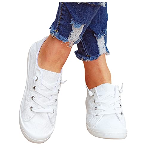 SUNNSEAN Sneaker Damen Leicht Flache Schuhe Atmungsaktive Stoffschuhe Elegante Frauen Schnürhalbschuhe Laufschuhe Sommer Outdoor Walkingschuhe Halbschuhe von SUNNSEAN