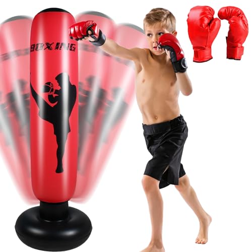 Boxsack Kinder, Boxsack Stehend Kinder, Standboxsack Kinder, Freistehender Boxsack 160cm Standboxsäcke mit Boxhandschuhe für Kinder Erwachsene Üben von Karate, Taekwondo, Druckentlastung Boxsack Kinder, Boxsack Stehend Kinder, Standboxsack Kinder, Freistehender Boxsack 160cm Standboxsäcke mit Boxhandschuhe für Kinder Erwachsene Üben von Karate, Taekwondo, Druckentlastung von SUNOYA