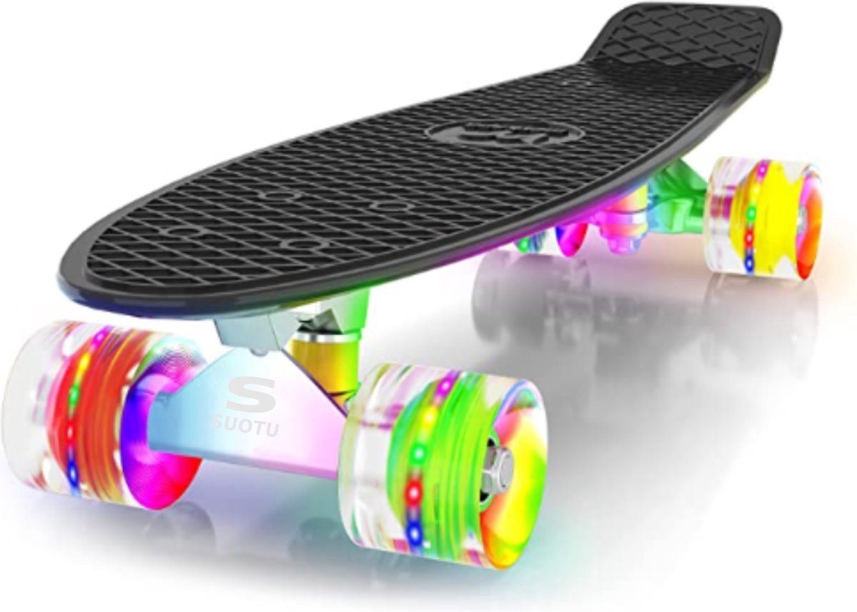SUOTU Skateboard 22-Zoll Komplettes Mini Cruiser Kinderskateboard Skateboard (mit bunten LED-Leuchträdern, Kinderskateboard, für Kids und Teens), Kinder Skateboard ab 6 Jahre von SUOTU