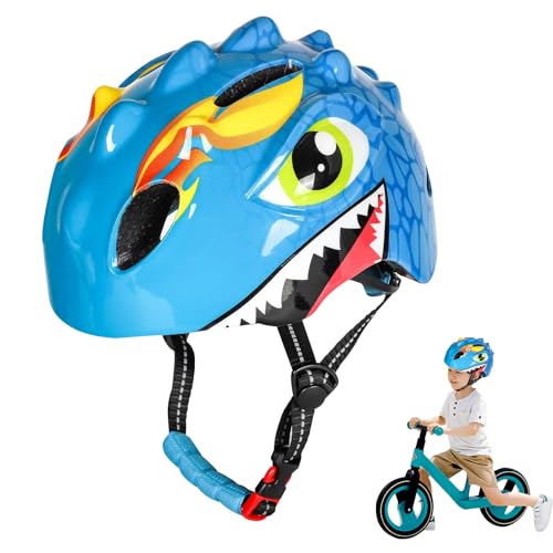 SUPGOMAX Kinder-Helm Fahrradhelm, Dino Kinder Sporthelm Verstellbarer Helm, Sporthelm für Fahrrad Roller Skateboard Scooter, 50-54CM von SUPGOMAX
