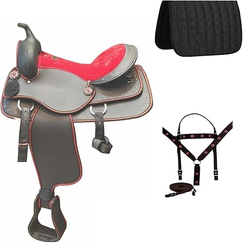 SUPREME SADDLERY Synthetisches Western-Rennfass für Trail Reitsport, komplettes Set, Komfort, Sattel, Pferd, leicht, Zubehör, 38,1 cm von SUPREME SADDLERY