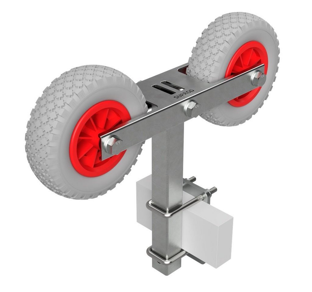 SUPROD Auffahrrampe Pendel Doppelrad Abrollvorrichtung Sliphilfe Ø 200 mm, grau/rot von SUPROD