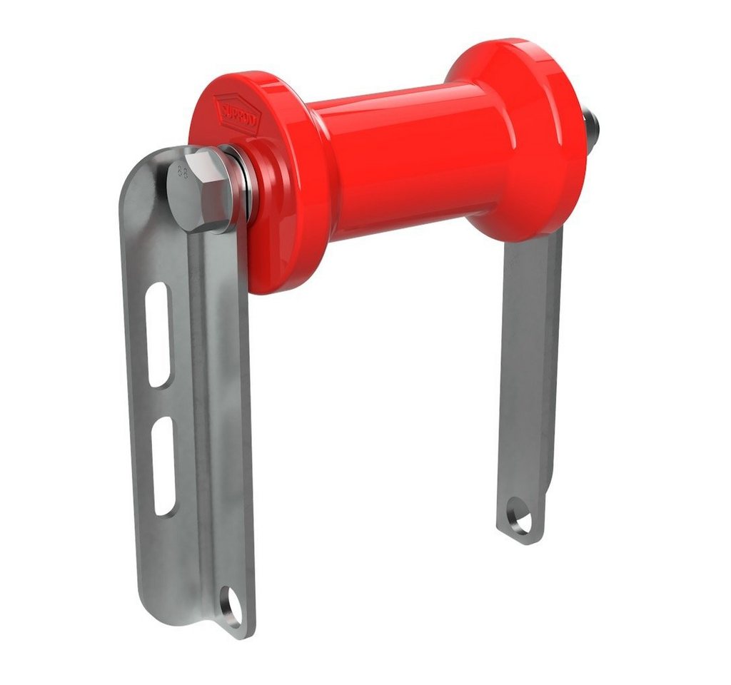 SUPROD Auffahrrampe Polyurethan Kielrolle mit Halter C Sliprolle verzinkt 125 mm, rot von SUPROD