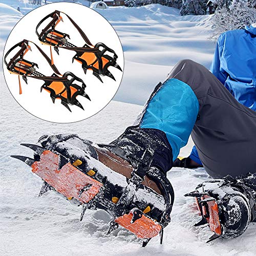 Steigeisen, Anti Rutsch Schuhspikes, Schneegriffe für Schuhe, Eisgriffe, 1 Paar Outdoor-Steigeisen mit 12 Zähnen und Federklauen, Stiefel, Rutschfestes Ski-EIS von SUPYINI