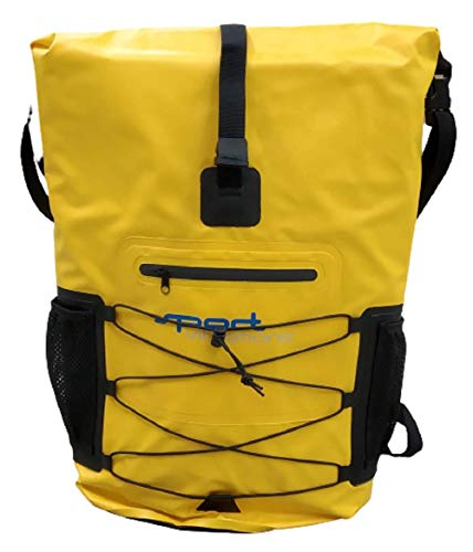 SUPwave Premium Thermo-Dry Bag, Rucksack 30 Liter, Rolltop, Outdoor Rucksack, Wasserdicht Sport-Vibrations (Gelb) von SUPwave