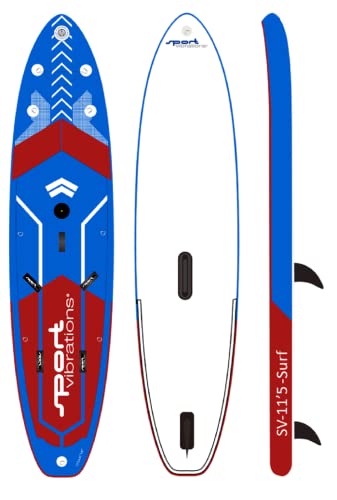 Sport Vibrations 11'5" SURF Multisport x 31" x 6" Wind SUP Standup Paddel Board, SUP aufblasbar inkl. SUPwave.de Coil-Leash Stand up Paddle Board iSUP Sport Vibration von SUPwave