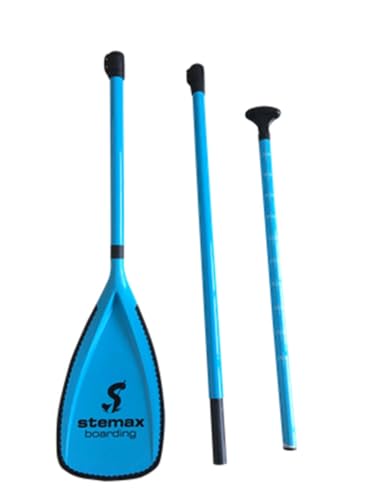Stemax Fiberglas 3-teilig verstellbares SUP Paddel für SUP-Board Surfboard Stand up Paddle (Farbe: Blau) von SUPwave