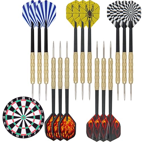 SUQ 15 Stück Dartpfeile, 14 Gramm Metallspitze Steel Darts Set, Profi Steel Darts Aluminium Schaft, für Aufnahmeraum, Mann Höhle, Bar und Spielzimmer, Anfänger Heimgebrauch, Dart-Spieler von SUQ