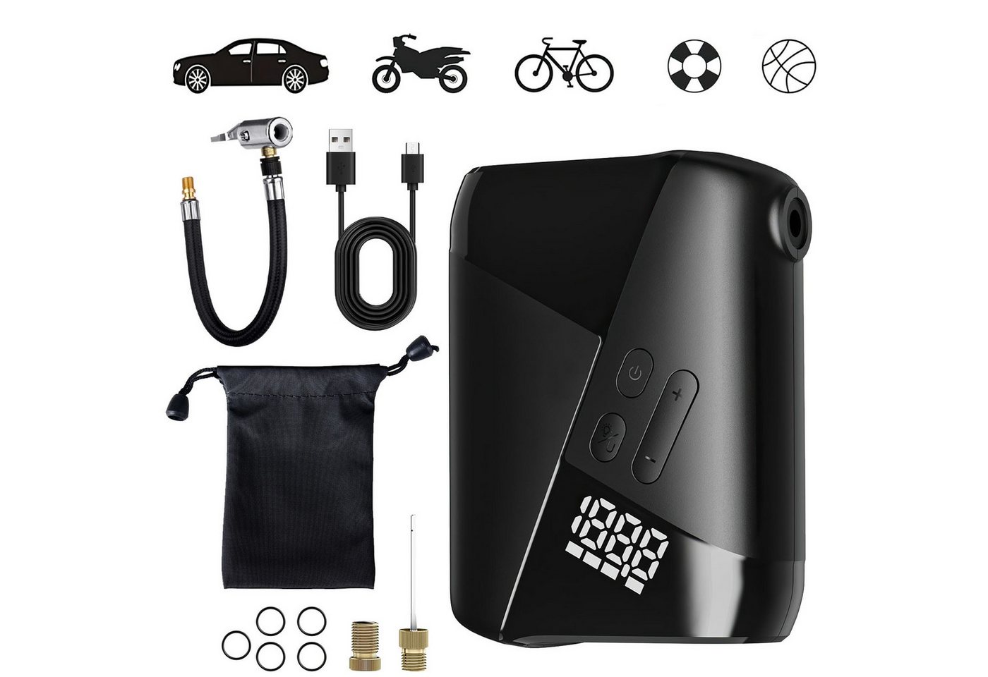 SURFOU Akku-Luftpumpe Elektrische Luftpumpe Fahrradpumpe Akku Mini Kompressor Auto 150 PSI, für Auto, Motorrad, Fahrrad, Bälle SURFOU Akku-Luftpumpe Elektrische Luftpumpe Fahrradpumpe Akku Mini Kompressor Auto 150 PSI, für Auto, Motorrad, Fahrrad, Bälle von SURFOU