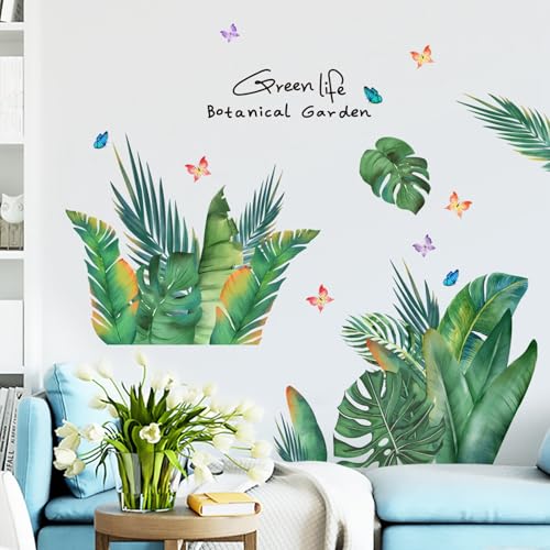 SUSHRUTA Grüne Pflanze Blätter Schmetterling Wandaufkleber Hintergrund Wand Zimmer Selbstklebend von SUSHRUTA