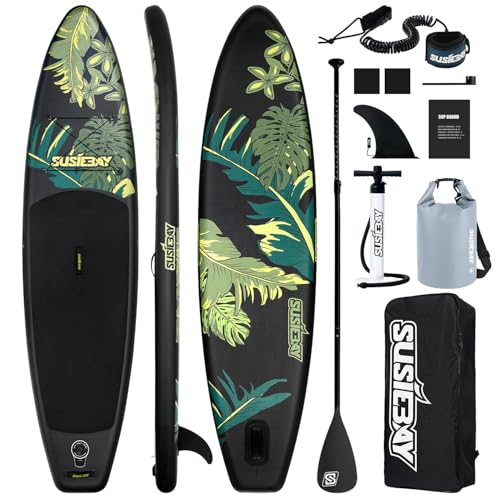 Susiebay Aufblasbares Stand-Up-Paddle-Board, 3,4 m Paddelboard für Erwachsene und Jugendliche, langlebiges SUP-Zubehör mit rutschfestem Deck, Dual-Handpumpe, 10 l Trockentasche, 108 l Rucksack von SUSIEBAY