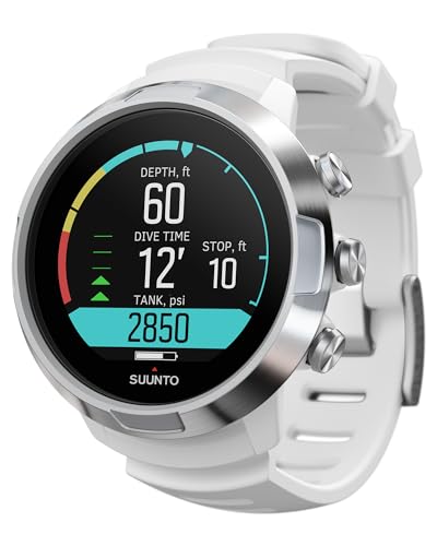 SUUNTO D5 Tauchcomputer mit Farbdisplay, 100m Wasserdicht, Alarmfunktion, Stoppuhr, Wetterinformationen, Kompass und einer Akkulaufzeit von bis zu 12 Stunden im Tauchmodus, Weiß von SUUNTO