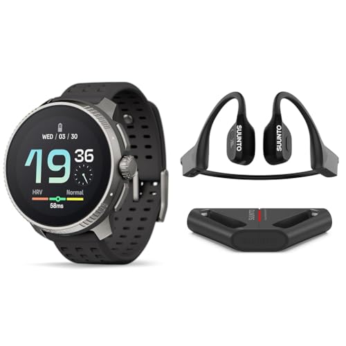 SUUNTO Race Sportuhr - Outdoor Smartwatch, 1,43" Helles AMOLED Display mit Saphirglas & Wing Open-Ear Knochenschall Kopfhörer,Bluetooth Kabellos Sport Kopfhörer von SUUNTO