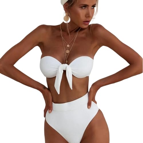 SUYHKO Bikini Badeanzug Strand Kleidung Bikini Badeanzüge Aus Schnitt Frauenbademous One Schulterbikini Aus -weiß-l von SUYHKO