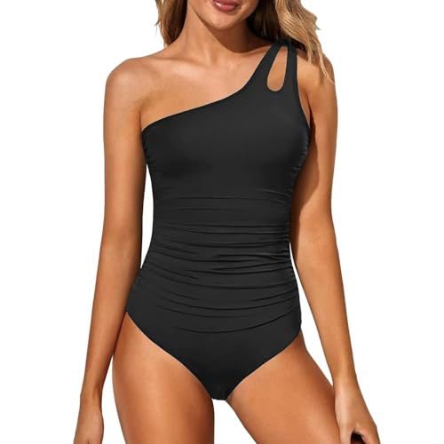 SUYHKO Bikini Hohlaus Weißes One -stück Badeanzug Für Frauen Beach Bikini One -Tiefe Bikini Schwimmbekleidung-3-schwarz-m von SUYHKO