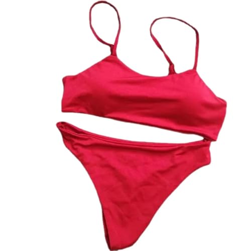 SUYHKO Bikini Sommer Bikini Set Feste Badeanzug Frauen Push-up-Set Bandage Strand Badeanzug Bademode Frauen Bademode-weinrot-XL von SUYHKO