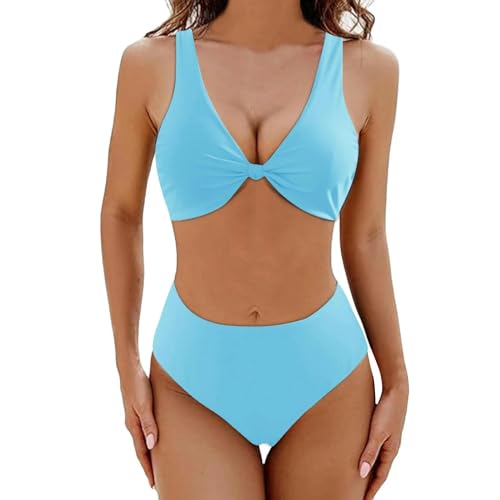 SUYHKO Bikini Vintage Bikini Sets Badeanzug Frauen Anzüge Badebekleidung Solid Farbe Deep V-Ausschnitt Badeanzug Strand-c-m von SUYHKO