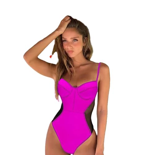 SUYHKO Bikini Women Bodysuit Badekleidung Badeanzug EIN Stück Mesh Badeanzug Sommer Beachwear Monokini-Rose-s von SUYHKO